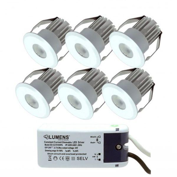 Capella IP44 Downlight Mini 6 x 3W LED m/driver Hvit-0 Capella IP44 Downlight Mini 6 x 3W LED m/driver Hvit-0