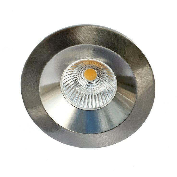 Sun Downlight Lavtbyggende 9W LED m/driver 48mm Børstet Stål-0 Sun Downlight Lavtbyggende 9W LED m/driver 48mm Børstet Stål-0