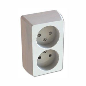 Stikkontakt dobbel påvegg Hvit Egant AMG60 uten jord-0