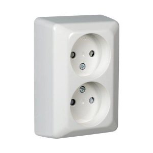 Stikkontakt dobbel påvegg Hvit RS1050PT uten jord-El-0