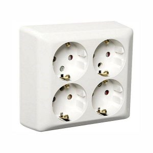 Stikkontakt 4Veis påvegg Hvit Egant AMG75 med jord-0