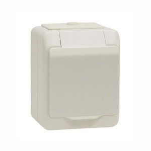 Stikkontakt enkel påvegg Hvit ARTIC med jord/med lokk-Sn-0