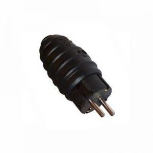 Støpsel med jord med rett kabelinnføring sort Gummiert 16A-0