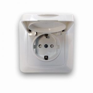 Stikkontakt enkel innfelt Hvit Egant AMG15 med jord/med lokk-0