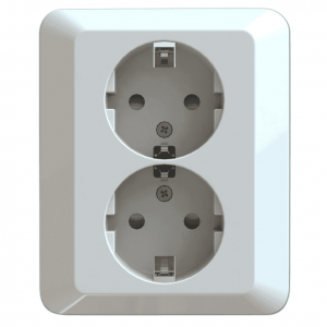 Stikkontakt dobbel innfelt Lav Hvit Egant AMG30 med jord-0