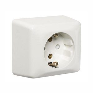 Stikkontakt enkel påvegg Hvit RS1013PT med jord-El-0