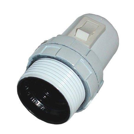 Lampeholder E27 Gjeng. Hvit med Bryter med 2 Ringer-0 Lampeholder E27 Gjeng. Hvit med Bryter med 2 Ringer-0