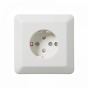 Stikkontakt enkel innfelt Hvit RS1014PT m/jord-El-0