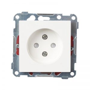Stikkontakt enkel innfelt Hvit S1012PT uten jord kun senterplate-El-0