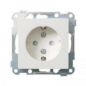 Stikkontakt enkel innfelt Hvit S1014PT m/jord kun senterplate-El-0