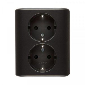 Stikkontakt dobbel innfelt ANTRASITT Simon med jord-0