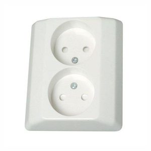 Stikkontakt dobbel innfelt Hvit Egant AMG20 uten jord-0