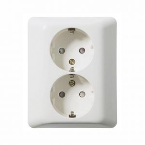 Stikkontakt dobbel innfelt Hvit RS1091PT med jord-El-0