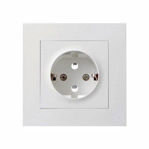 Stikkontakt enkel innfelt Hvit Plus m/jord-0