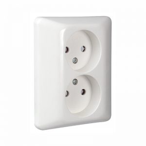 Stikkontakt dobbel innfelt Hvit RS1051PT uten jord-El-0