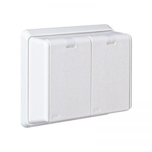 Stikkontakt dobbel innfelt Hvit RS1090UP med jord/med lokk-El-0