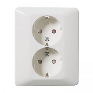 Stikkontakt dobbel innfelt Hvit Lav Hvit RS1091PT med jord-El-0