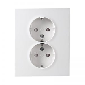 Stikkontakt dobbel innfelt Plus Hvit med jord-El-0