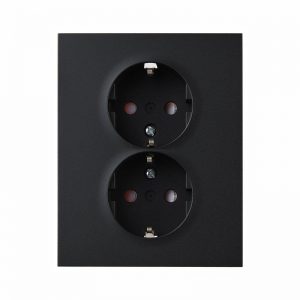 Stikkontakt dobbel innfelt Plus Sort med jord-El-0