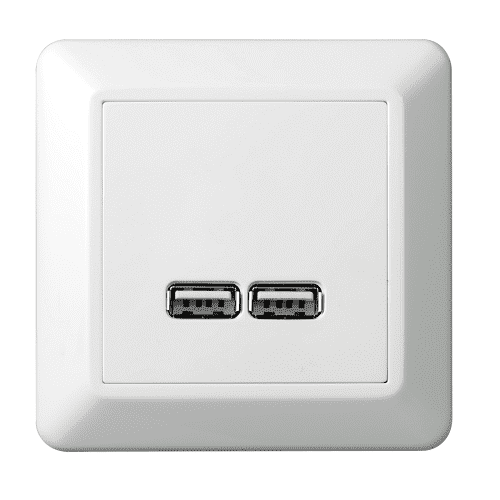 Stikkontakt USB lader innfelt RS16 2,1A I-El-0 Stikkontakt USB lader innfelt RS16 2,1A I-El-0