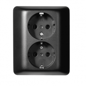 Stikkontakt dobbel innfelt Sort RS1091PT med jord-El-0