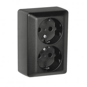 Stikkontakt dobbel påvegg Sort RS1090PT med jord-El-0